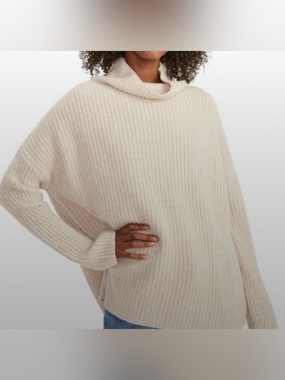 NAADAM Wool Cashmere Ribbed Turtleneck Knit Sweater Sz S